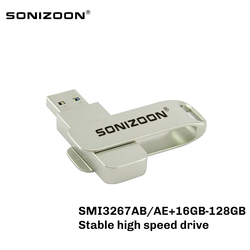 TEN-unidad Flash USB giratoria de Metal, PenDrive de alta velocidad estable con logotipo personalizado, SMI, 16GB