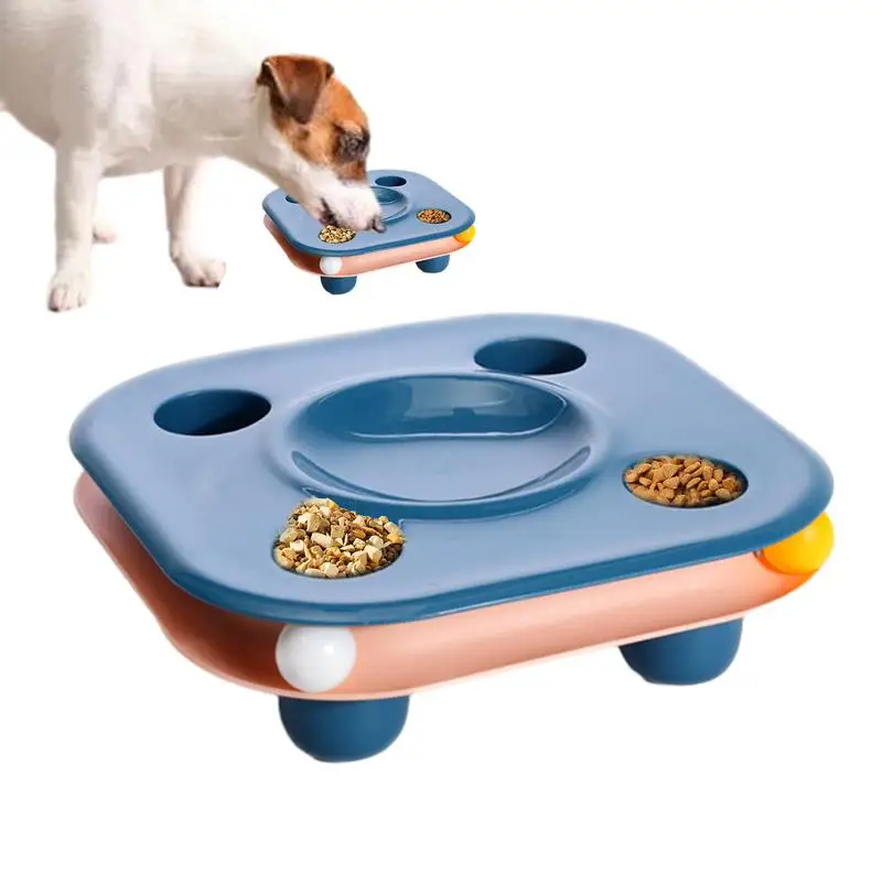 Cat Slow Feeder Bowl Anti-Slip Food Feeding Foraging Bowl with Rolling Ball Pet Slow Food Bowls Wet & Dry Separation Cat Digger