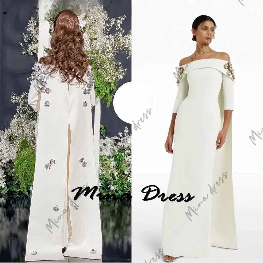 

Mina Customized Backless Formal Dress Es Flowers Elegant Evening Dresses 2024 Luxury Dress for Weddings Cloak Strapless Prom