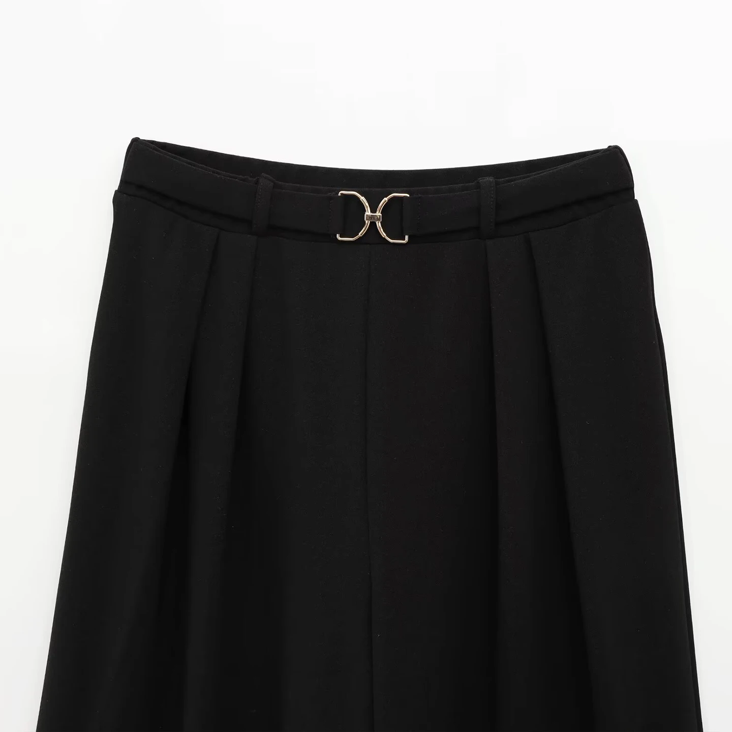 

High Waist Decorative Metal Bule Ring Women's Faion Individuali Pants Straight Leg Suit Pants Commute Sle Long Trousers