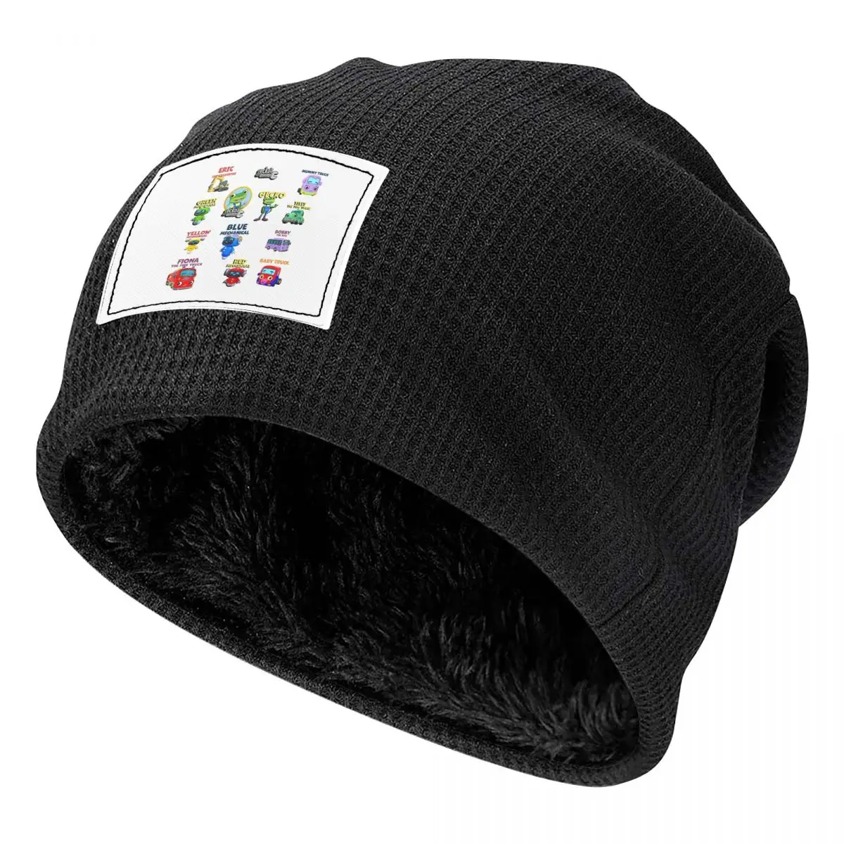 Garage Geckos Pack 13 Gecko For Garage Geckos Waffle Knit Fleece Lined Beanie with PU Leather Patch Unisex Warm Winter Soft Cap