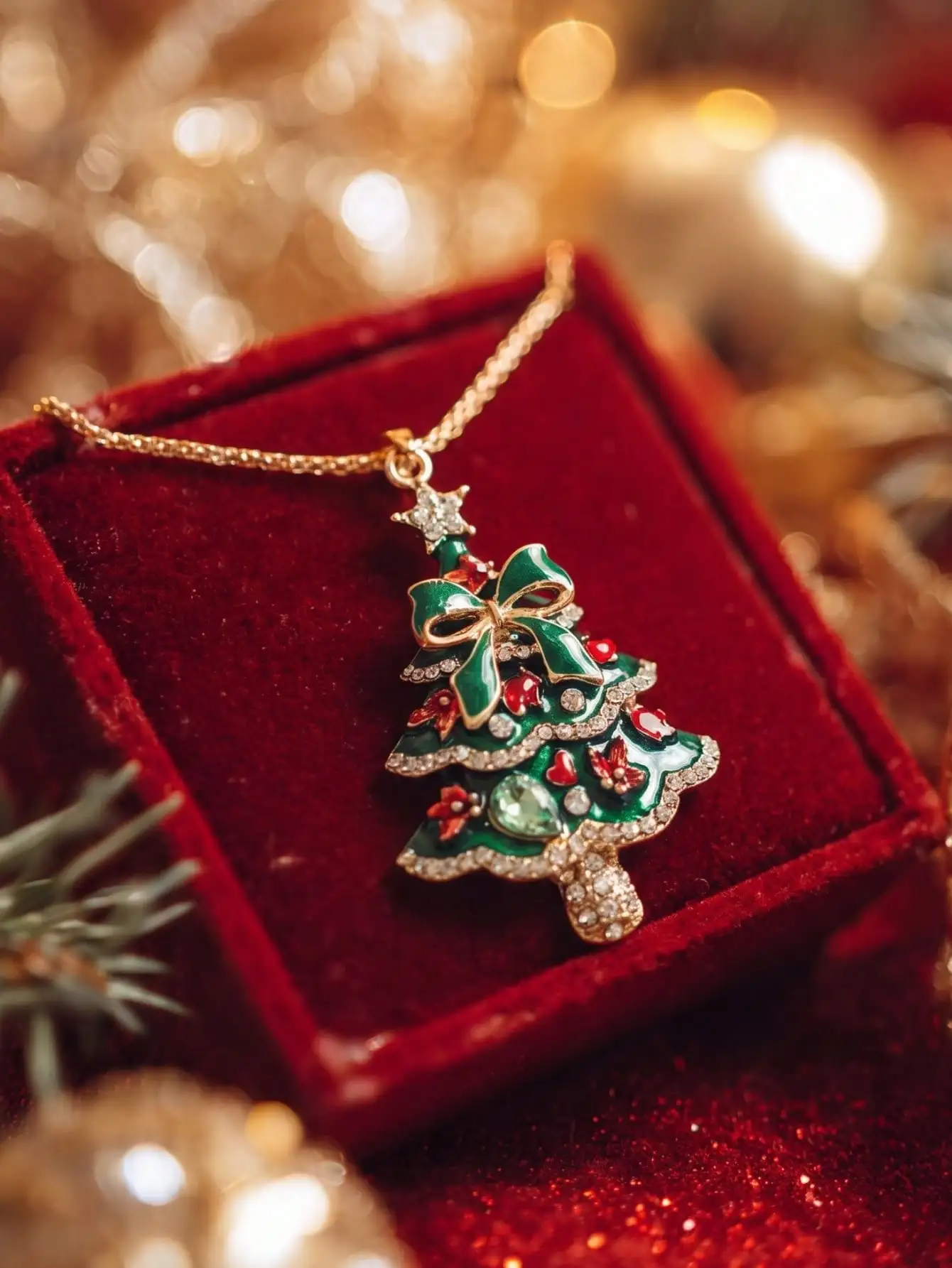 1pc Christmas Bow, Maple Leaf, Star, Christmas Tree Necklace, Fashion & Sweet Multi-Color Necklace, Suitable For Women Everyday & Holiday Occasions
