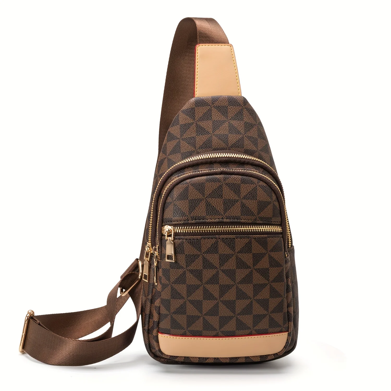 

Geometric Pattern Sling Backpack PU Leather Crossbody Bag Pack