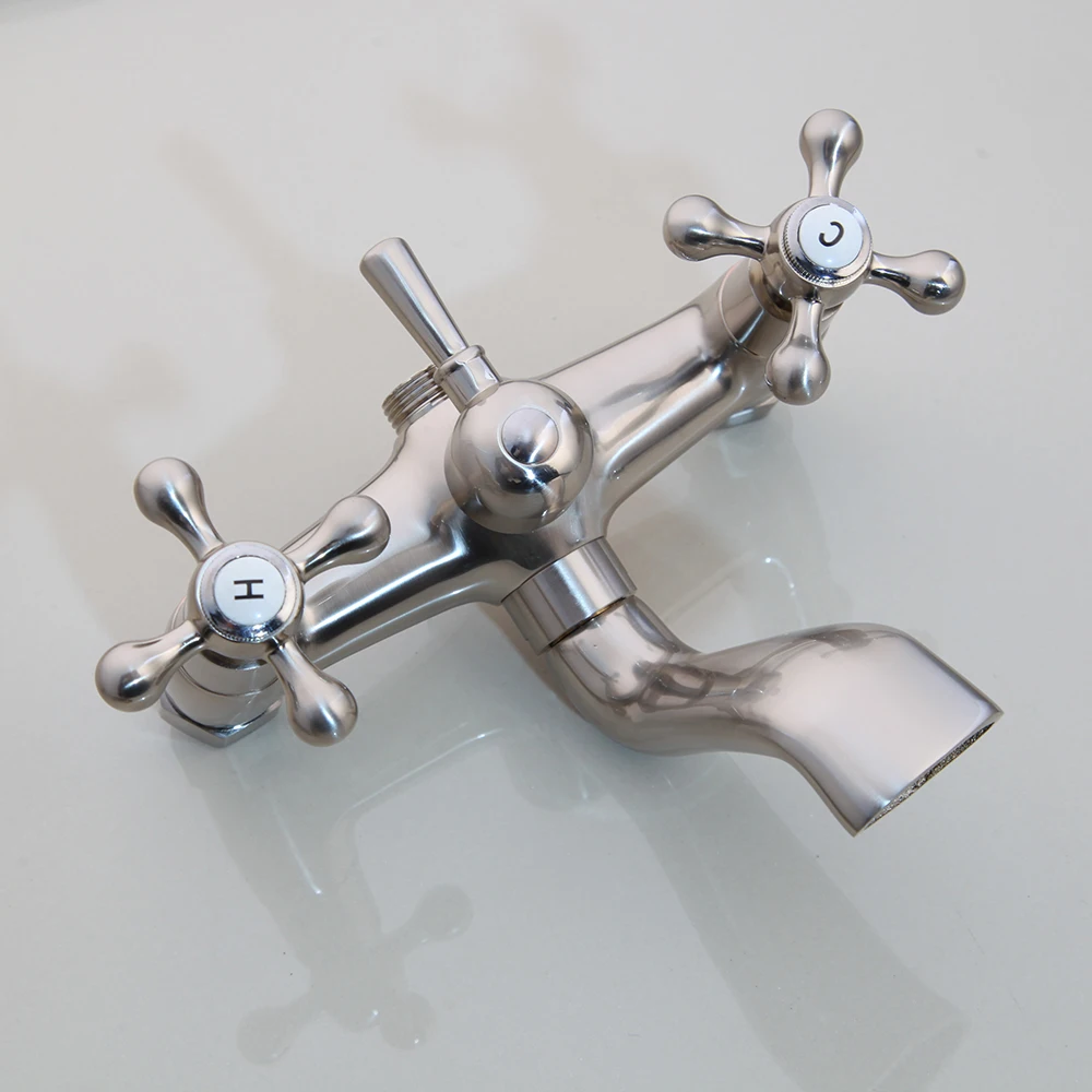 KEMAIDI Shower Faucets Set Nickel Brushed Adjustable Rain Shower Bar Cold and Hot Water Mixer Wall Mounted Shower sets