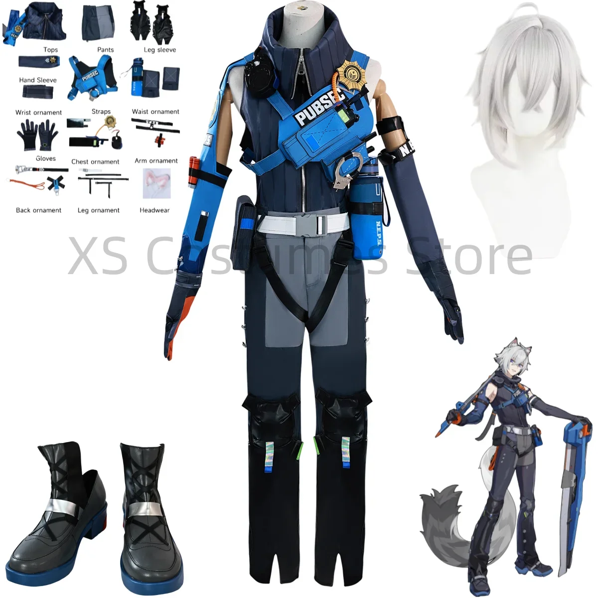 Anime Seth Lowell Cosplay Costume Suit Accessories Prop Tail Wig Shoes Halloween Clothes