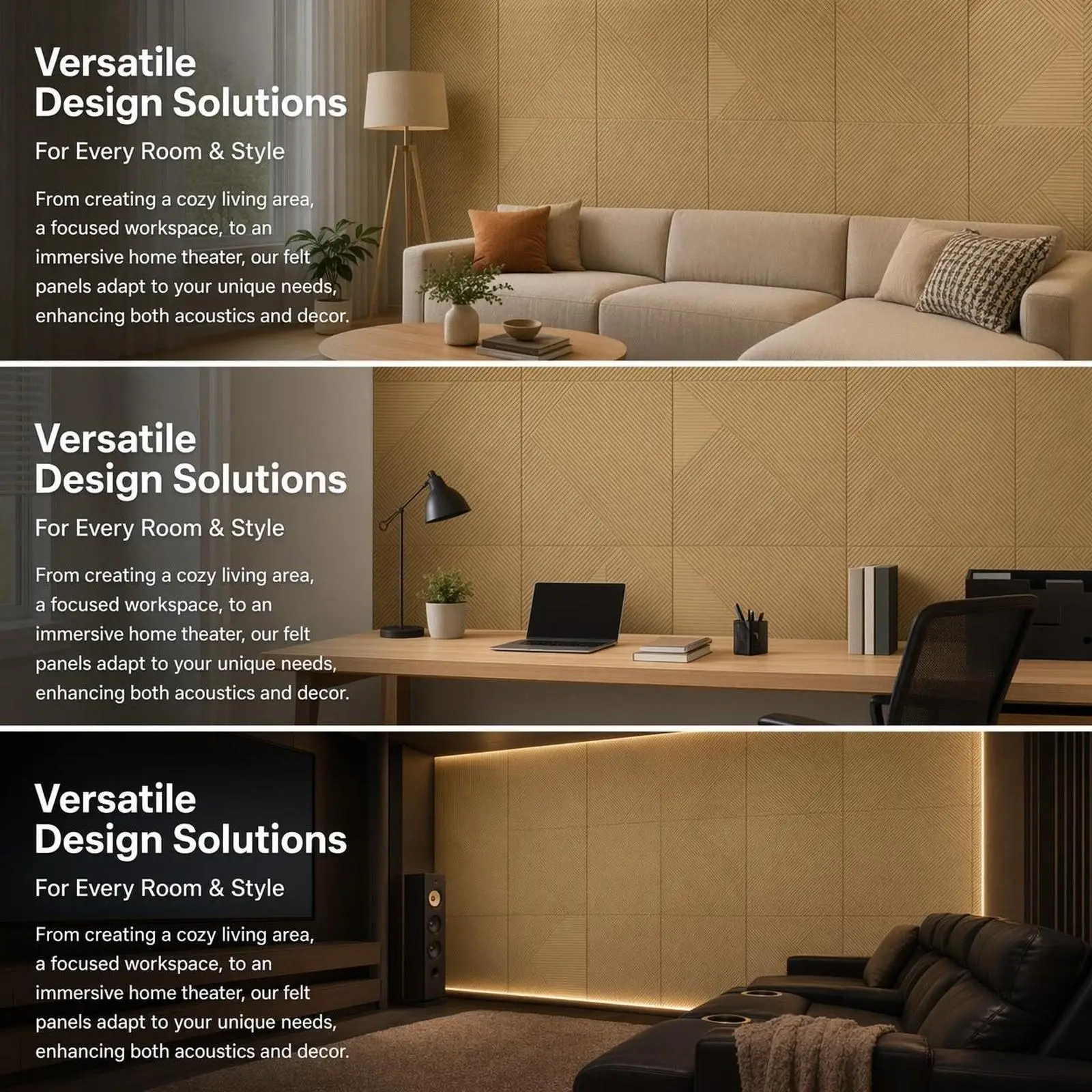 6Pcs Large Acoustic Panels Decorative Padding Wall Panel 23.6x23.6 inch Sound