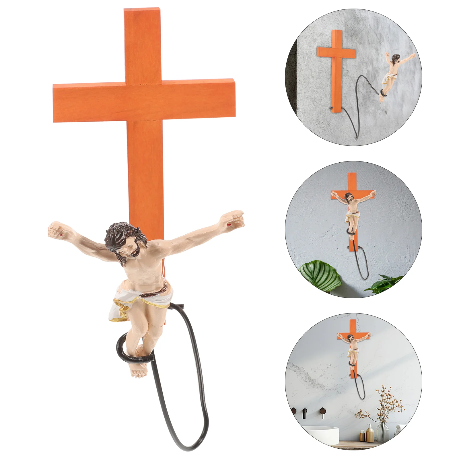 

Memorial Ornaments Bungee Jumping Jesus Wood Cross Craft Home Decor Figure Resin Crafts Nativity Scene Christmas