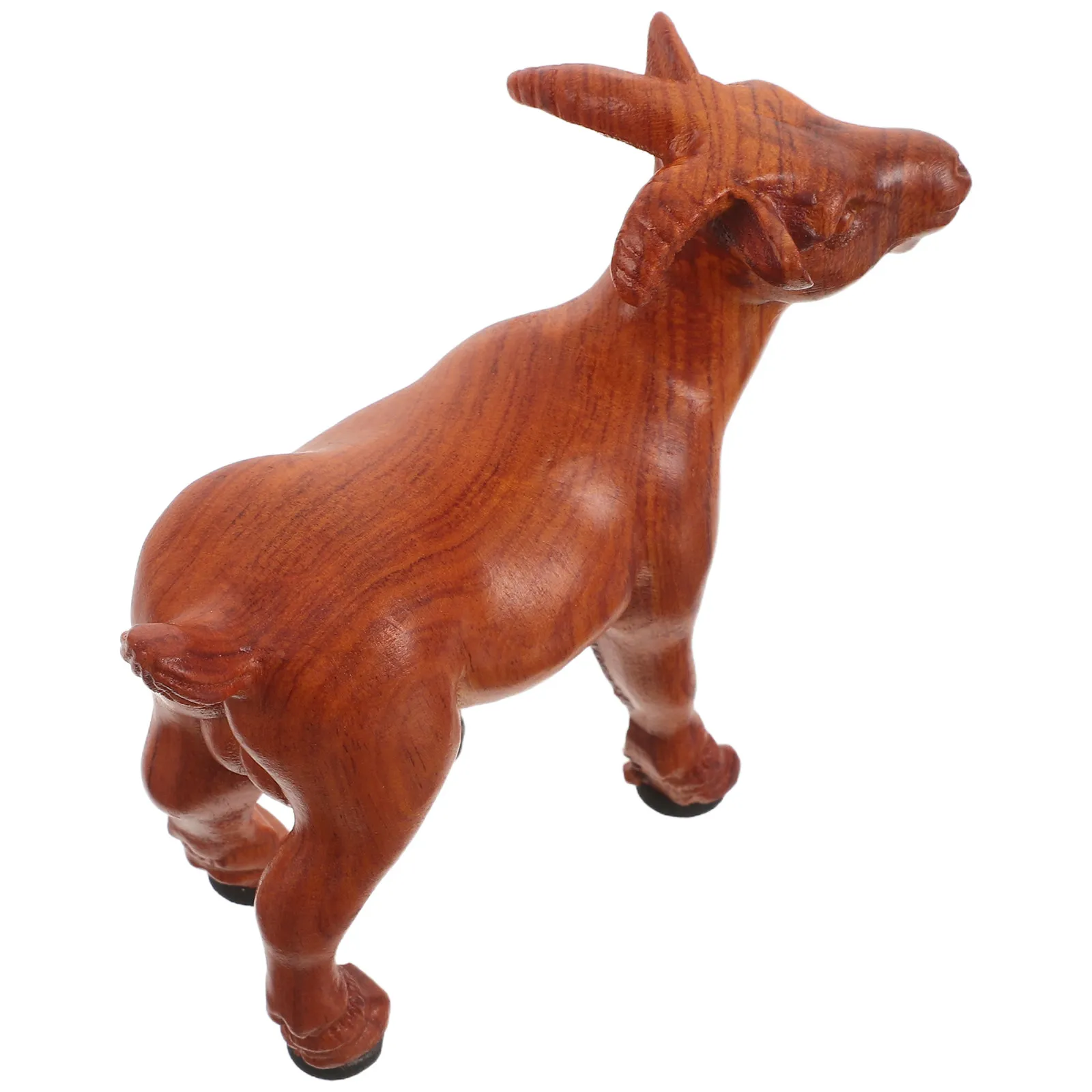 Year of The Goat 2027 Chinese Zodiac Wood Carving Statue Feng Shui Lucky Home Desk New Year Celebration Decor Goat Sculpture