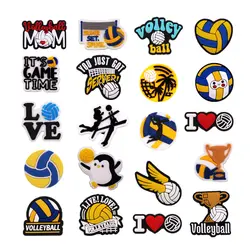 Hot Style 1pcs Vollyball Game PVC Shoe Charms Accessories Volley Ball Sandals Buckle Decorations for Unisex Party Friend Gifts