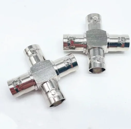 Q9 BNC Cross 4-Way Splitter Connector BNC 2x Male to BNC 2X Dual Female Adapter