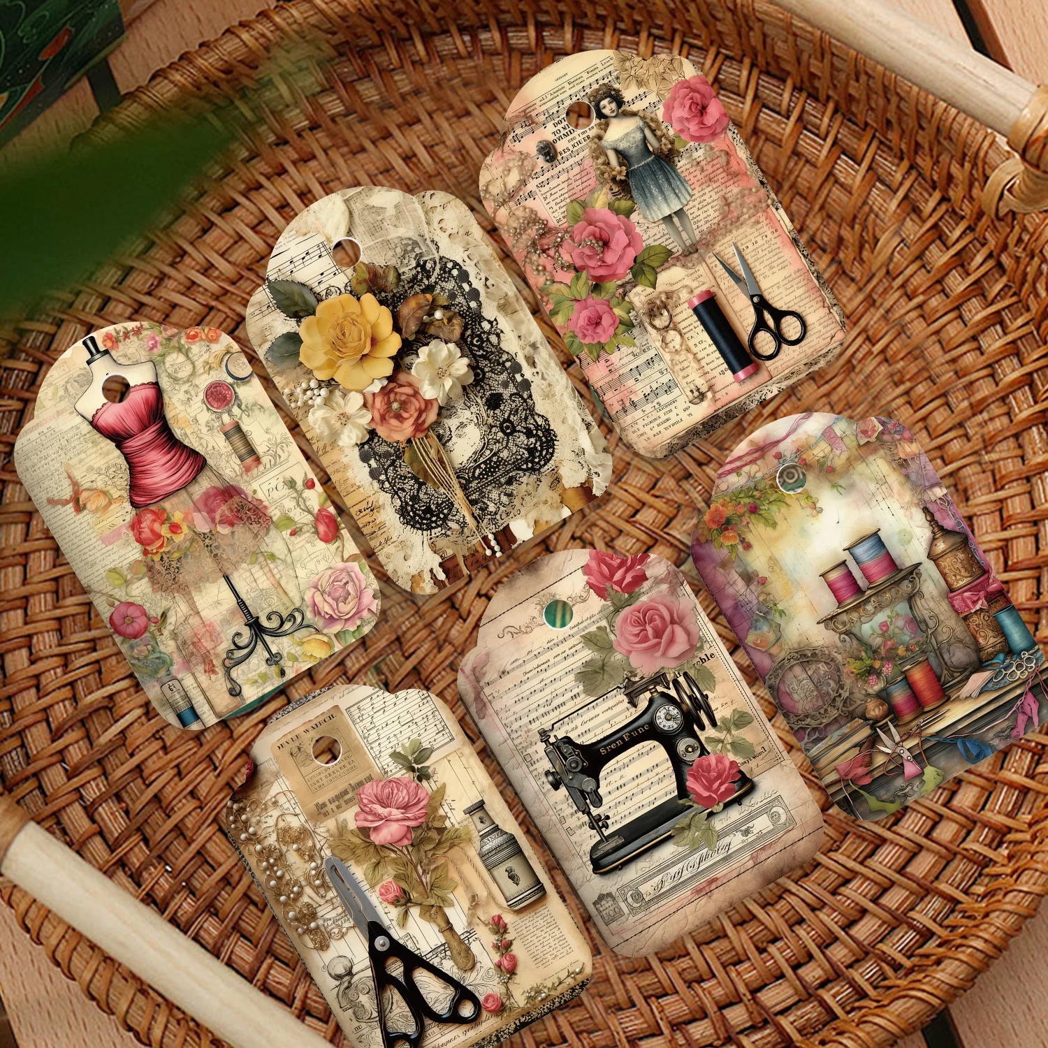 48pcs/set Vintage Sewing Machi - Sewing Label 评论和价格