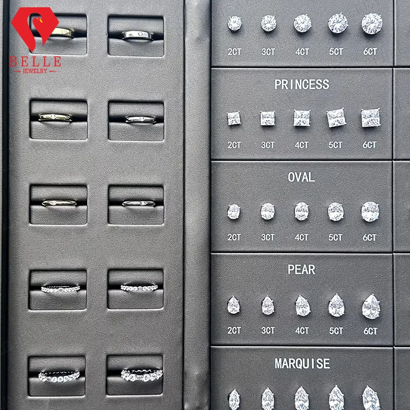 Best Selling Magnetic Ring Comparison Display Box 5A Sparkling CZ 10 Cuts 2-6CT Size Chart OEM Custom Jewelry Tool for Jewelers