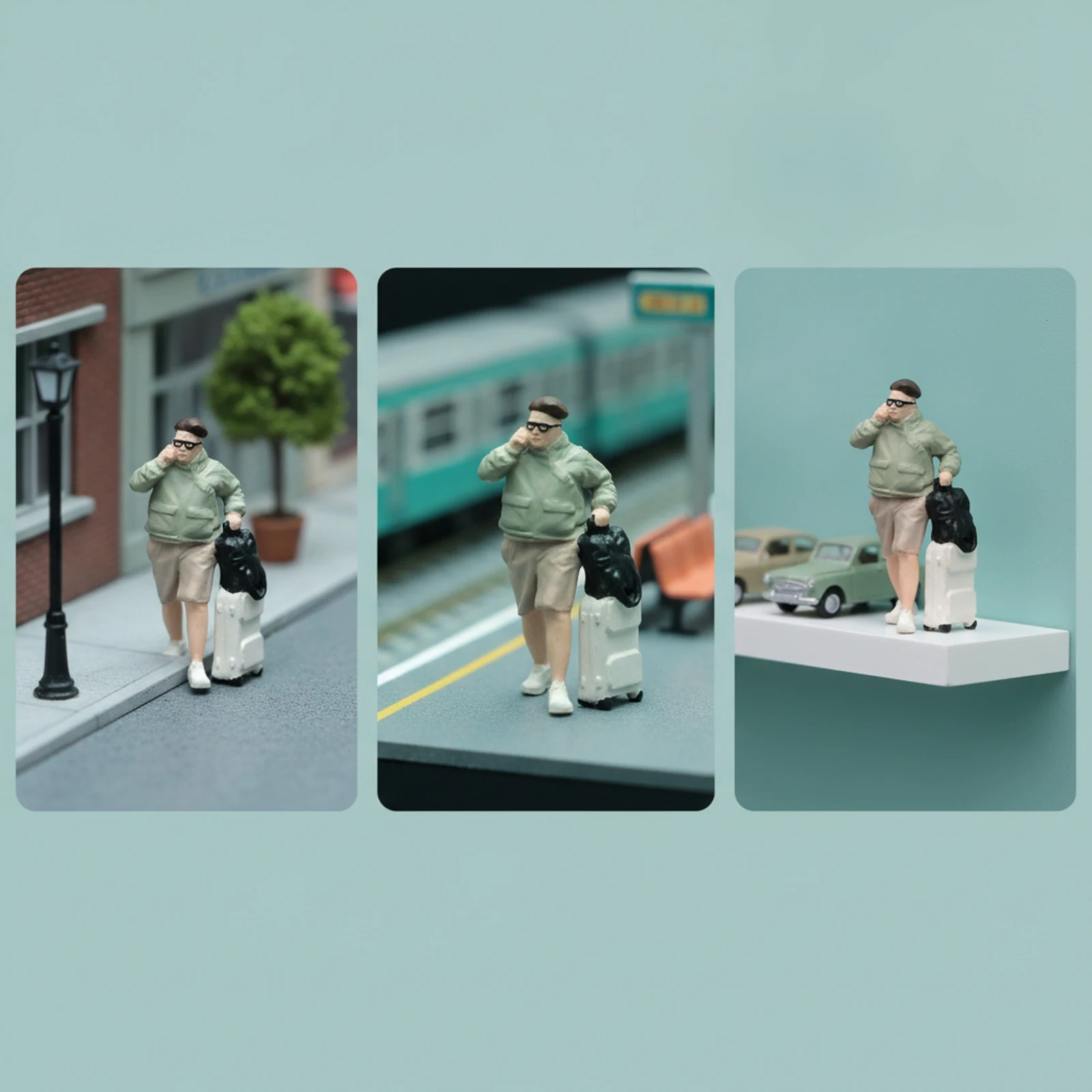 Miniature Man with Suitcase 1/64 Scale Miniature Figurines Figurine Small Figures Delicate for Hobbyists, Dioramas
