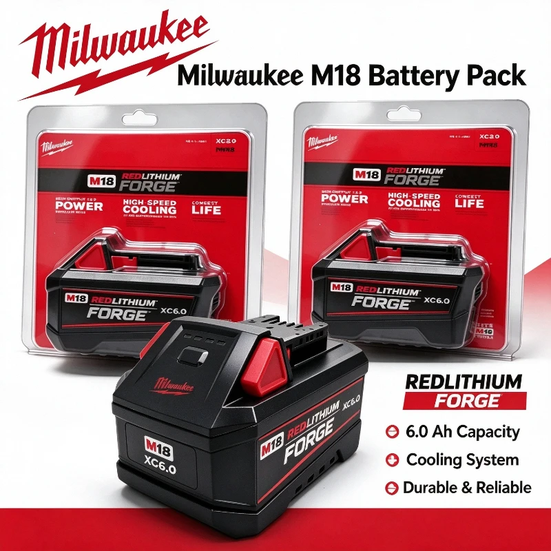 100%Original Milwaukee M18FB6 FORGE Lithium Battery 18V 6.0Ah Rechargeable Battery Compatible M18 Electric Drill Saw Power Tools