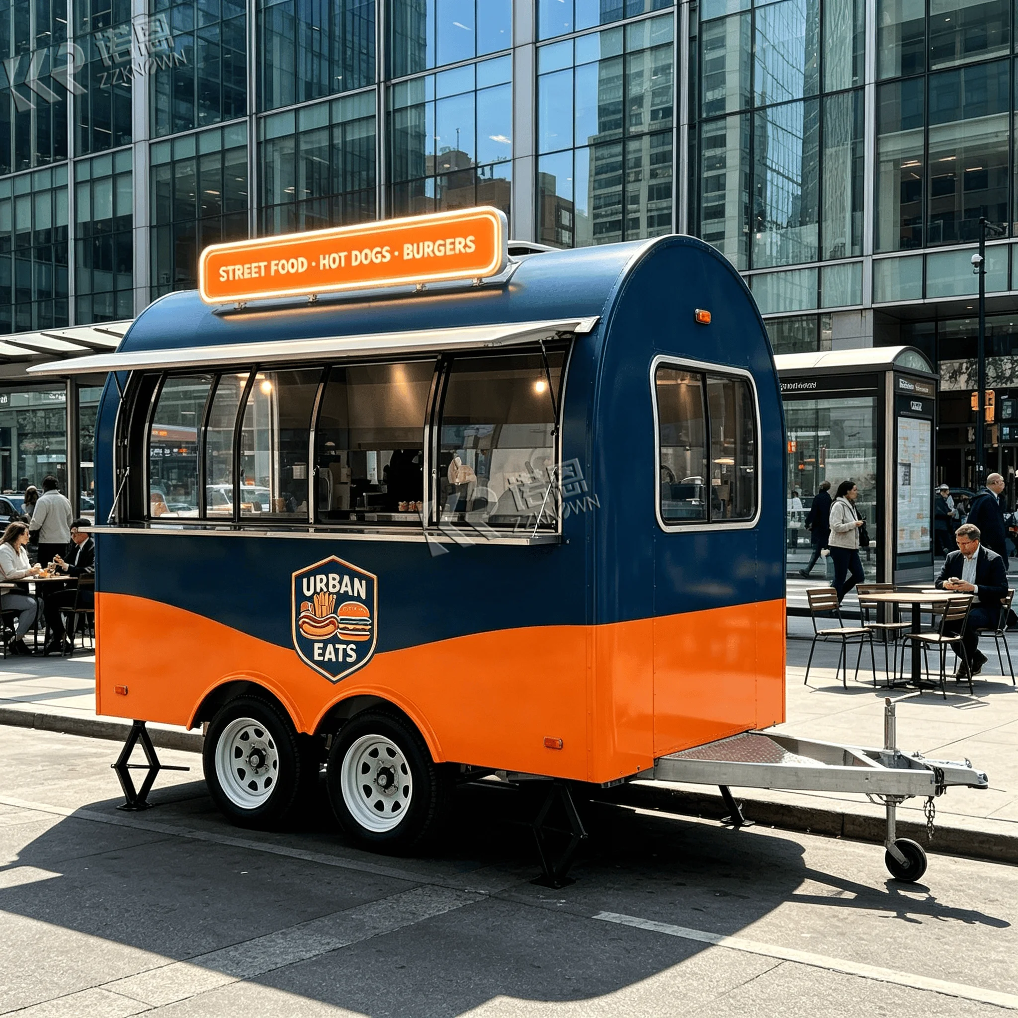 2.9m Curved Towable Food Trailer 304 Stainless Steel for Pop‑Up Event Quick Snack Service