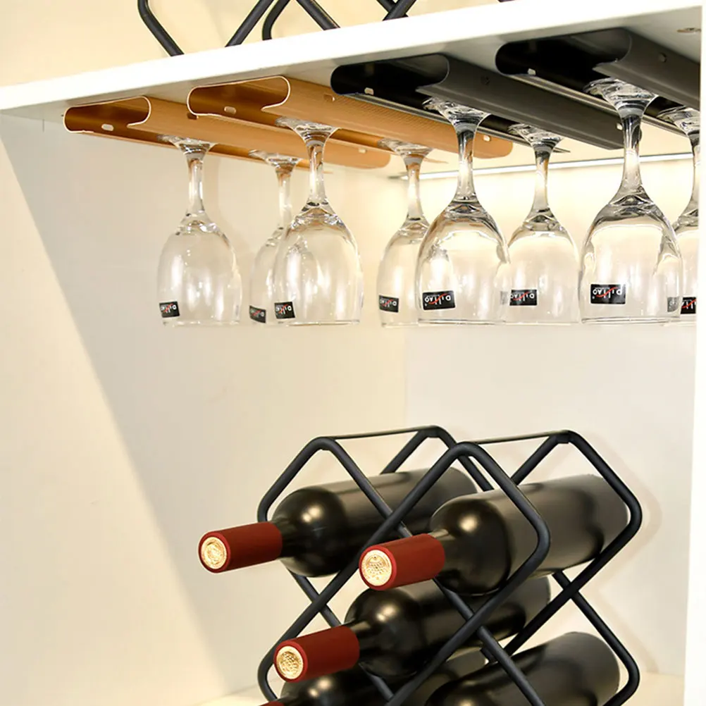 

Wine Glass Holder Hanging Rack Upside Down Design Easy Install Vintage Style Wine Cup Stand for Kitchen Bar