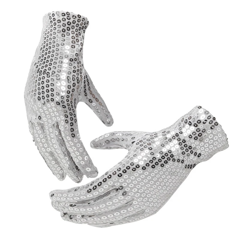 Sequin Short Gloves Male Female Blingbling Embroidery Women Gloves Short Evening Touchscreen Gloves Bright Multi Color