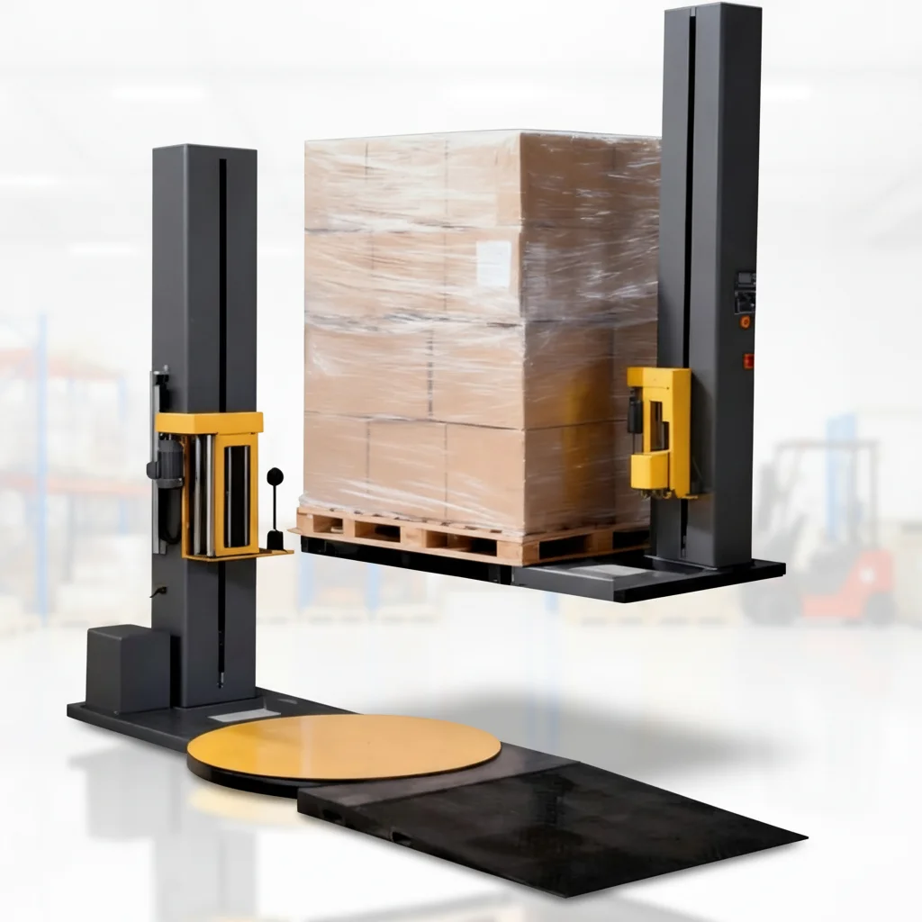 Fully Automatic Pallet Stretch Wrapper Turntable Pre-Stretch Film Wrapping Machine Industrial for Food Beverage Warehouse