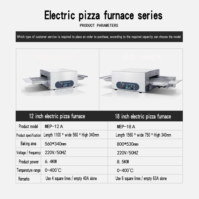 Inteligente Forno De Pizza Comercial, Forno De Pizza De Esteira, Cozimento Elétrico, Forno De Pão De Hambúrguer, Processador De Alimentos, 8.5KW, 18 Polegada