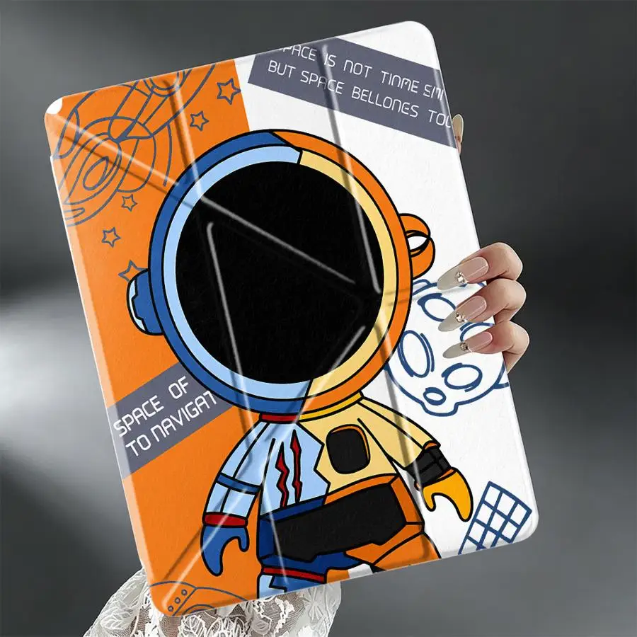 With Pen Slot Cover Tablet Case For iPad 9th Air 8 M2 M3 3 11th 10th Gen Mini 7 6 5 Pro 13 2025 2026 12th Cute Astronaut