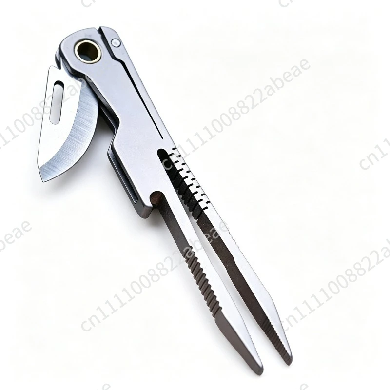 Outdoor Multifunctional Titanium Alloy Pendant Keychain Small EDC Tools Metal Portable Tweezers Knife
