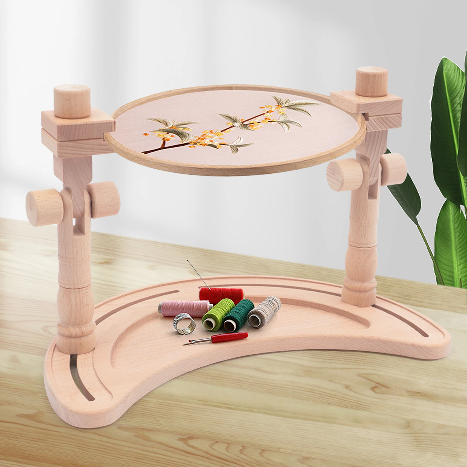 

Adjustable Embroidery Frame Stand, Moon-shaped, Hoop Cross Stitch Sewing Needlework Rack for DIY