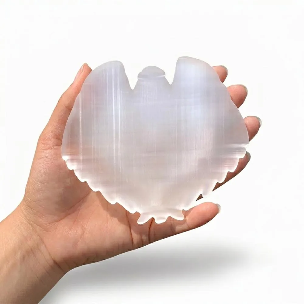 Natural Selenite Eagle Carving Hand Carved Crystal Bird Statue Healing Energy Cleansing Stone Figurine Home Altar Decor