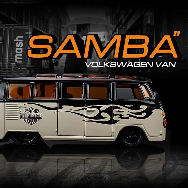 Maisto 1:25 Volkswagen VAN SAMBA Harley versione in lega BUS modello di auto diecast metallo giocattolo Bus modello di auto simulazione regali per