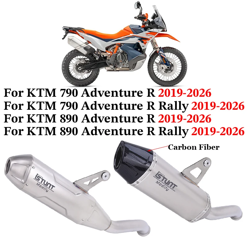 Motorcycle Exhaust Escape System Mid Link Pipe Carbon Fiber Muffler Moto Slip On For KTM 790 890 Adventure R Rally 2019 - 2026