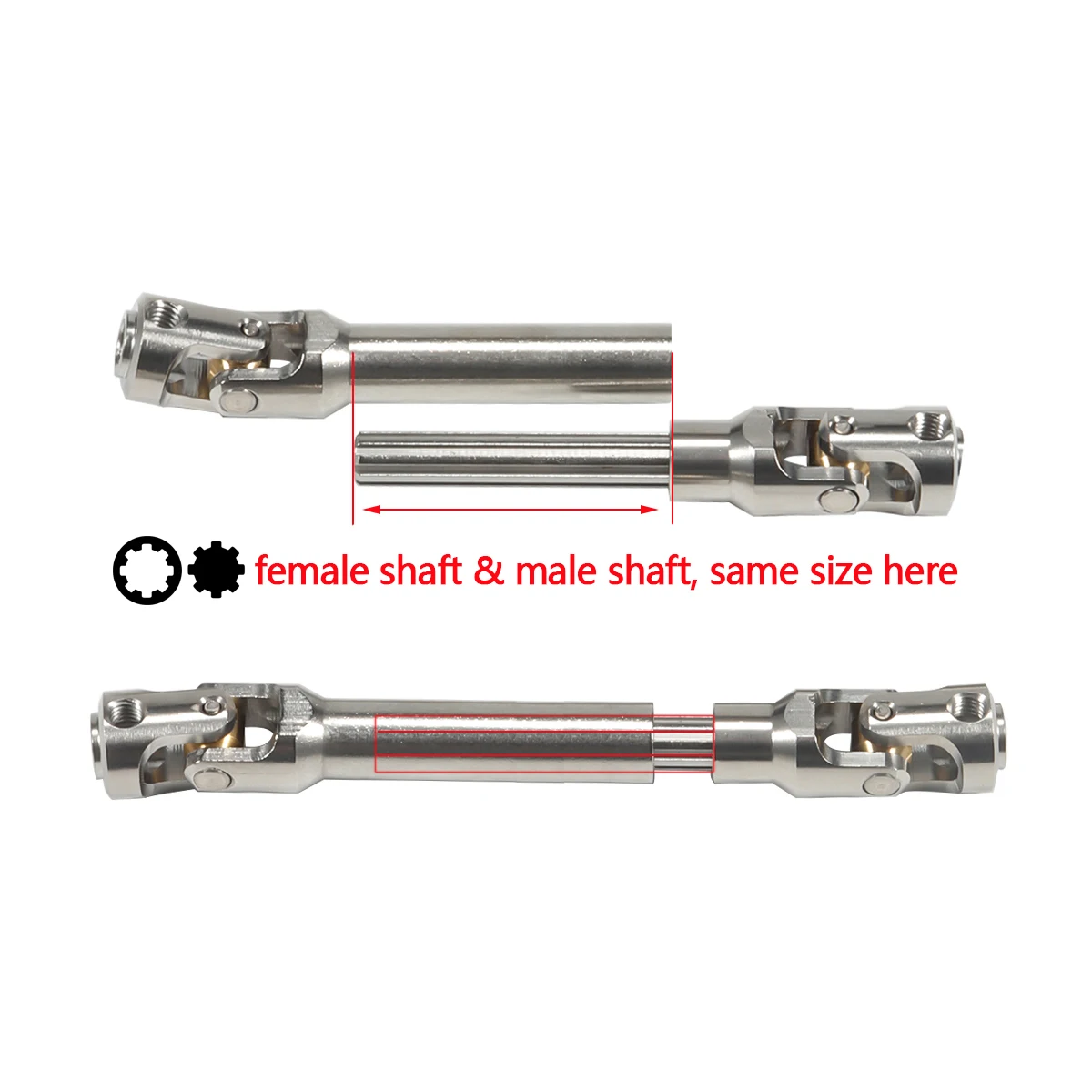 Stainless Steel Drive Shaft 5mm Universal Joint Driveshaft for 1/10 RC Car Crawler TRX4 Capra SCX10 D90 Element Enduro TF2 CC01