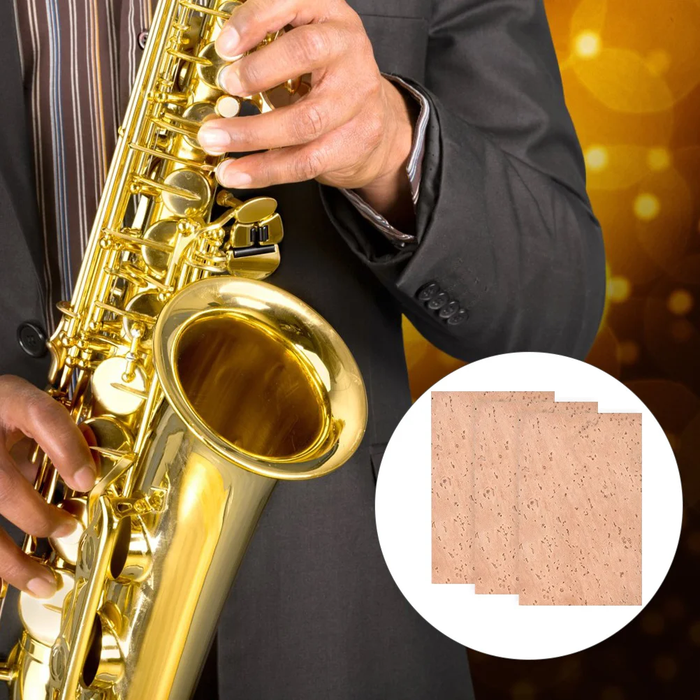 

3pcs Saxophone Neck Cork Sheets Universal For Alto Tenor Soprano Sax Repair Durable Self-Adhesive Replacement Pads Instrument