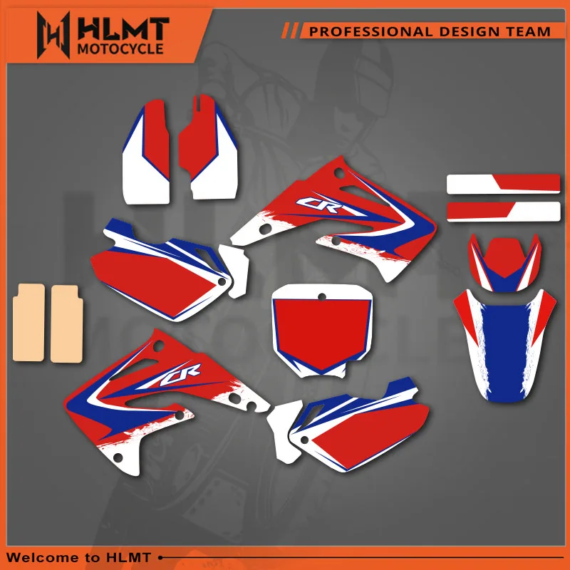 HLMT TEAM GRAPHICS & BACKGROUND DECAL STICKER Kit dla Honda CR85R CR85 2003-2009 2010 2011 2012 CR 85 85R