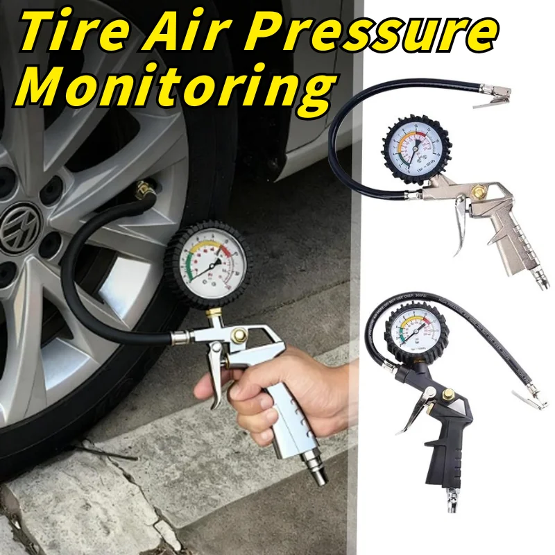 

220Psi/16Bar Car Tire Pressure Gun with Gauge Portable Air Pressure Checker Car SUV Motorcycle Inflator Pump Tire Repair Tool