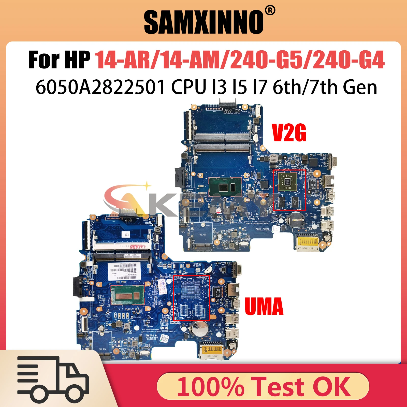 6050A2822501 Mainboard For HP Pavillion 14-AM 14-AR 14-AC 240 G5 Laptop Motherboard With I3 I5 I7 5th-6th Gen CPU V2G