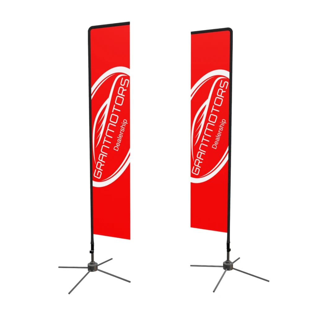 

【Hot】Cus-tom Fabric Rectangular Beach Flag Banner with Flag Pole and Base for Outdoor Business Promotion Events Advertising