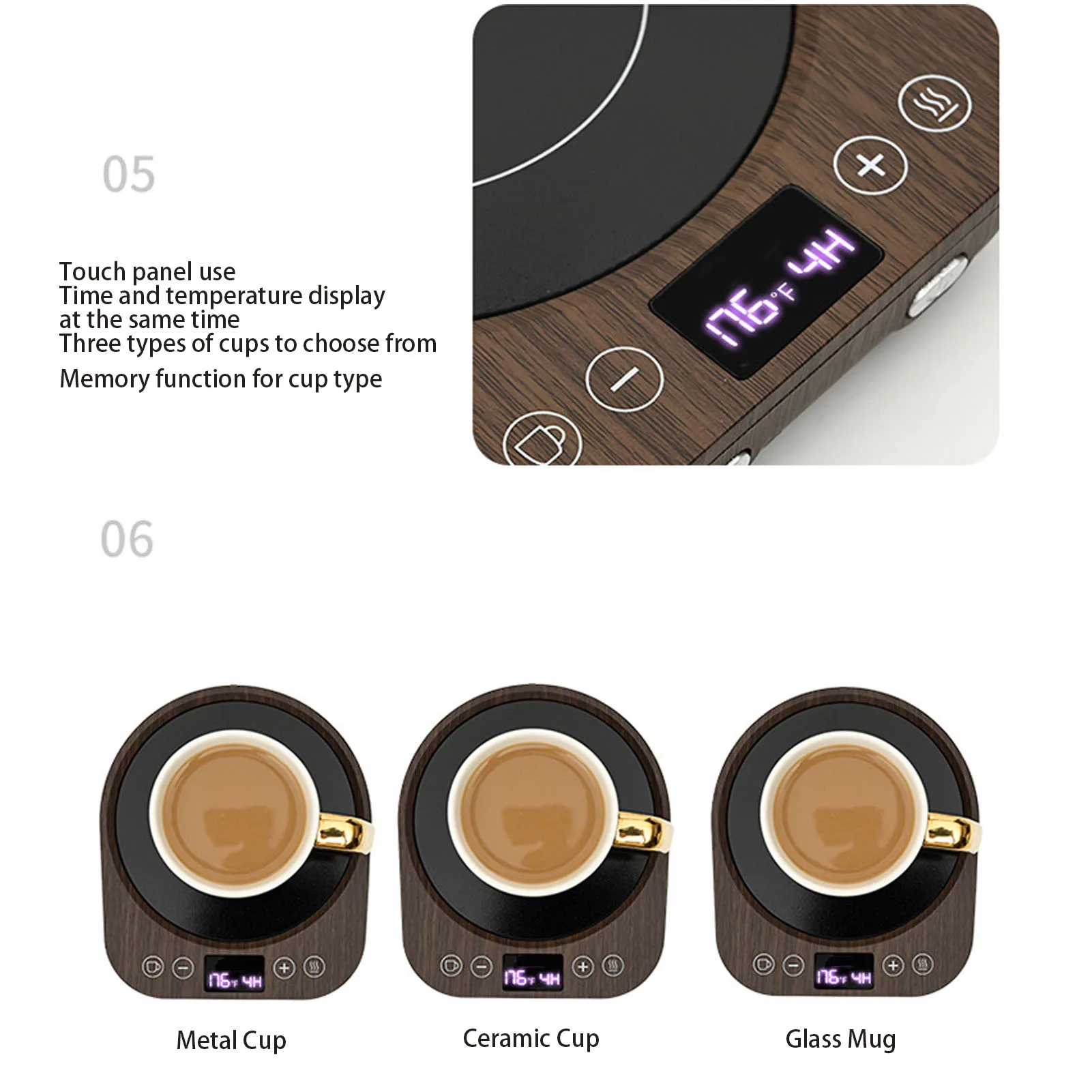 Mug Warmer 36W Fast Heating 3 Temperature Settings 1-9H Auto Shut Off Cup Warmer Plate for Coffee Tea Milk Cocoa