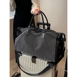 Fashion Large Capacity Travel Bag 2023 New High-Grade Sense Diamond Leisure Handbag Sports Fitness Tote Bags PU Crossbody Pack