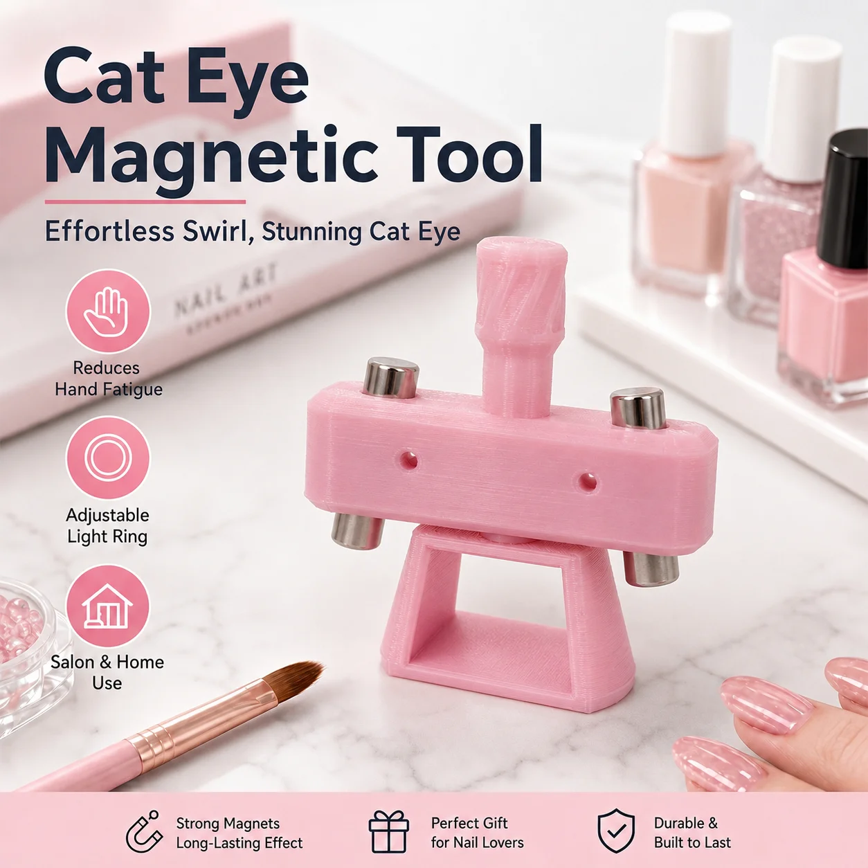 360° drehbares Katzenaugen-Magnetwerkzeug für Glasperlen-Nagelkunst, starkes Gel-Magnet, multifunktional, für Anfänger, Heimwerker, Nagelstudio-Werkzeuge – Detail 13