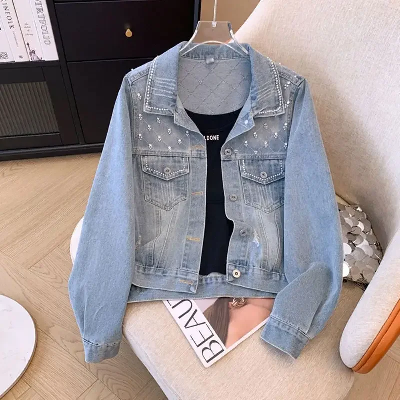 Hole Sale Cowboy Coat Woman Ripped Spring Autumn Korean Deals Chic and Elegant Denim Jacket for Women Reviews Many Clothes Cheap