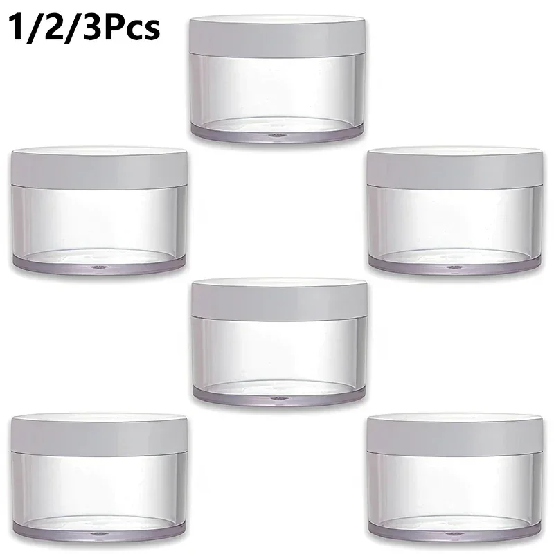 1/2/3Pcs Transparent Cream Jars Portable Plastic Cosmetic Sample Bottles Refillable Lotion Cream Containers 30/50/100/150/200g