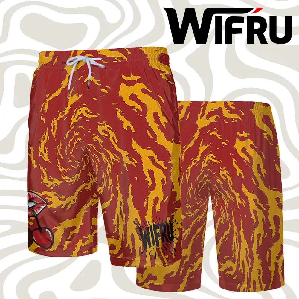 

Men's Casual Loose Beach Shorts Fashion Vortex Graphic Quick-dry Drawstring Trunks WIFRU Street Hip-hop Personalized Sports Pant