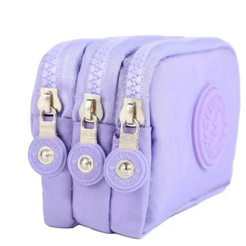 Solid Three Layers Zipper Coin Bags Purse Large Capacity Wallet Clutch Purse Pouch Card Holder Bank ID Credit Card Storage Bags