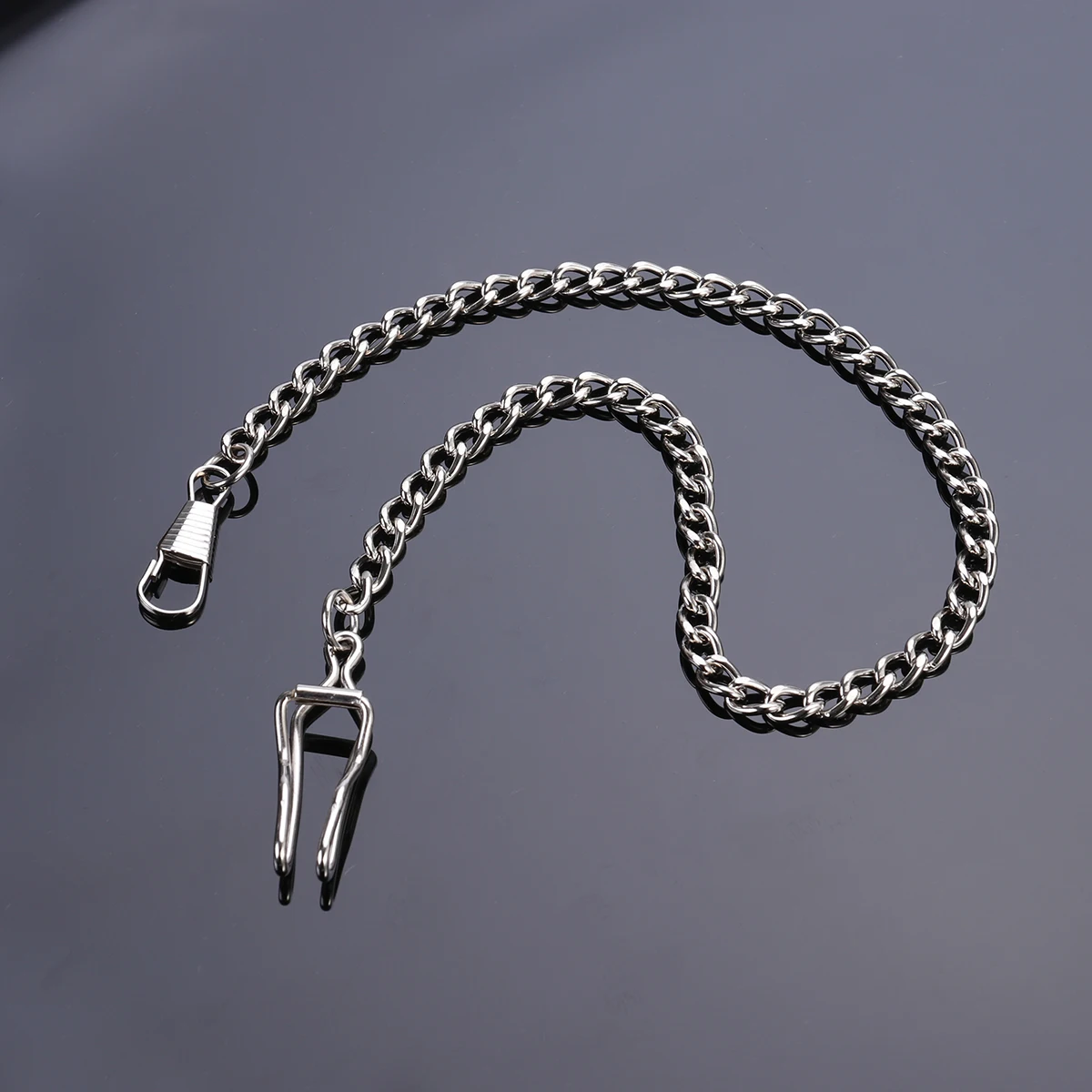 Silver Pocket Watch Chain Heavy Duty Lobster Claw Sturdy Construction Shiny Surface Taschenuhr Kette Goldene Uhrkette