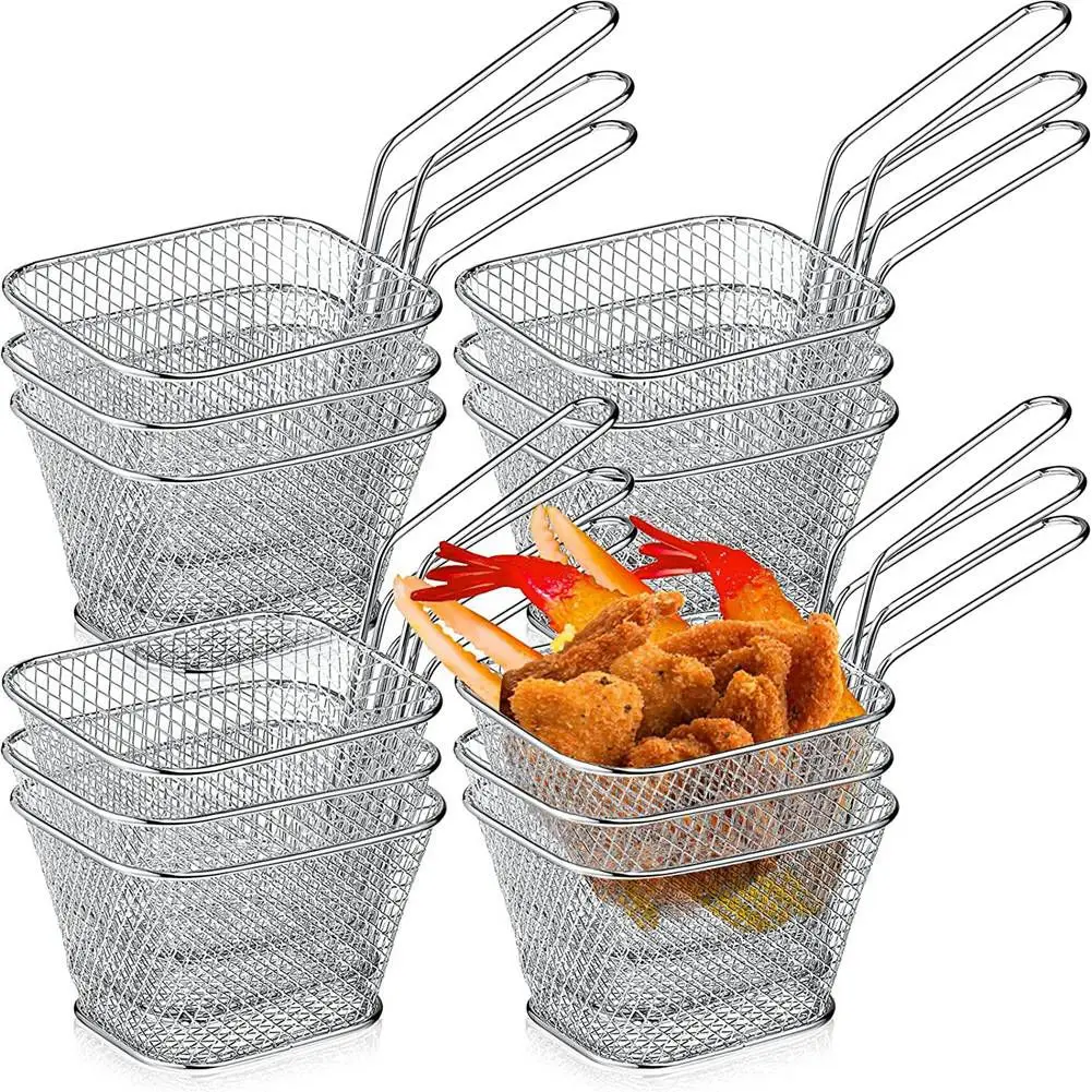 Fry Basket French Fry Holder Chip Mini Basket Food Baskets for Serving Reusable Fries Holder Deep Fryer for Home