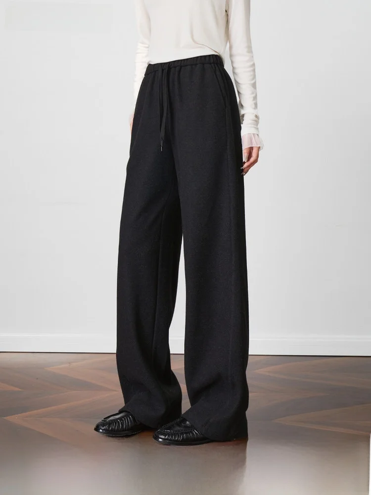 

OLrain Casual Camere Wide Leg Pants Women's Loose Fit Straight Cut Trousers Bla Slimming Pants Autumn New Sle