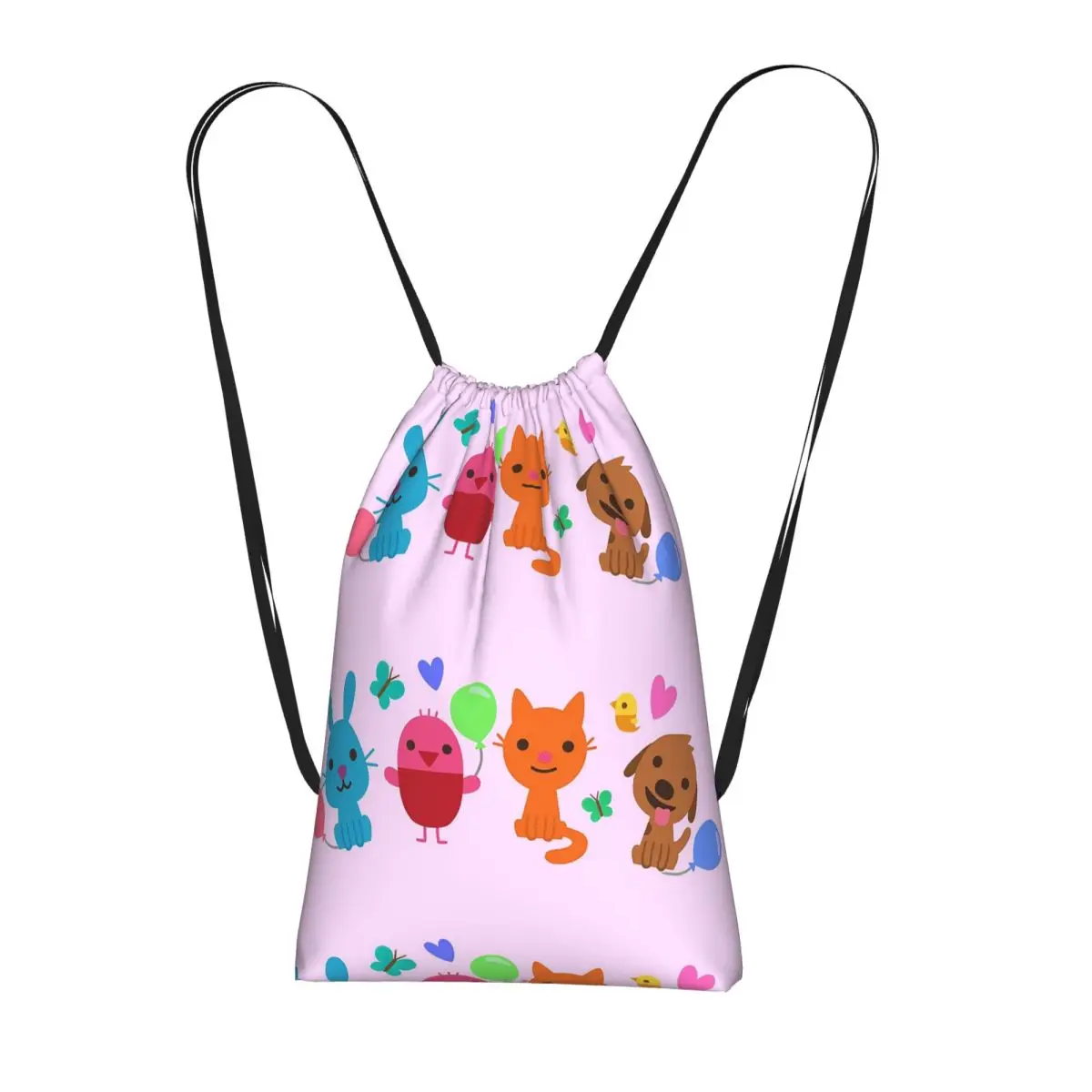 Play Sago Mini Pink Drawstring Backpack hiking cycling Bag Portable Travel Drawstring Bag for Men Women