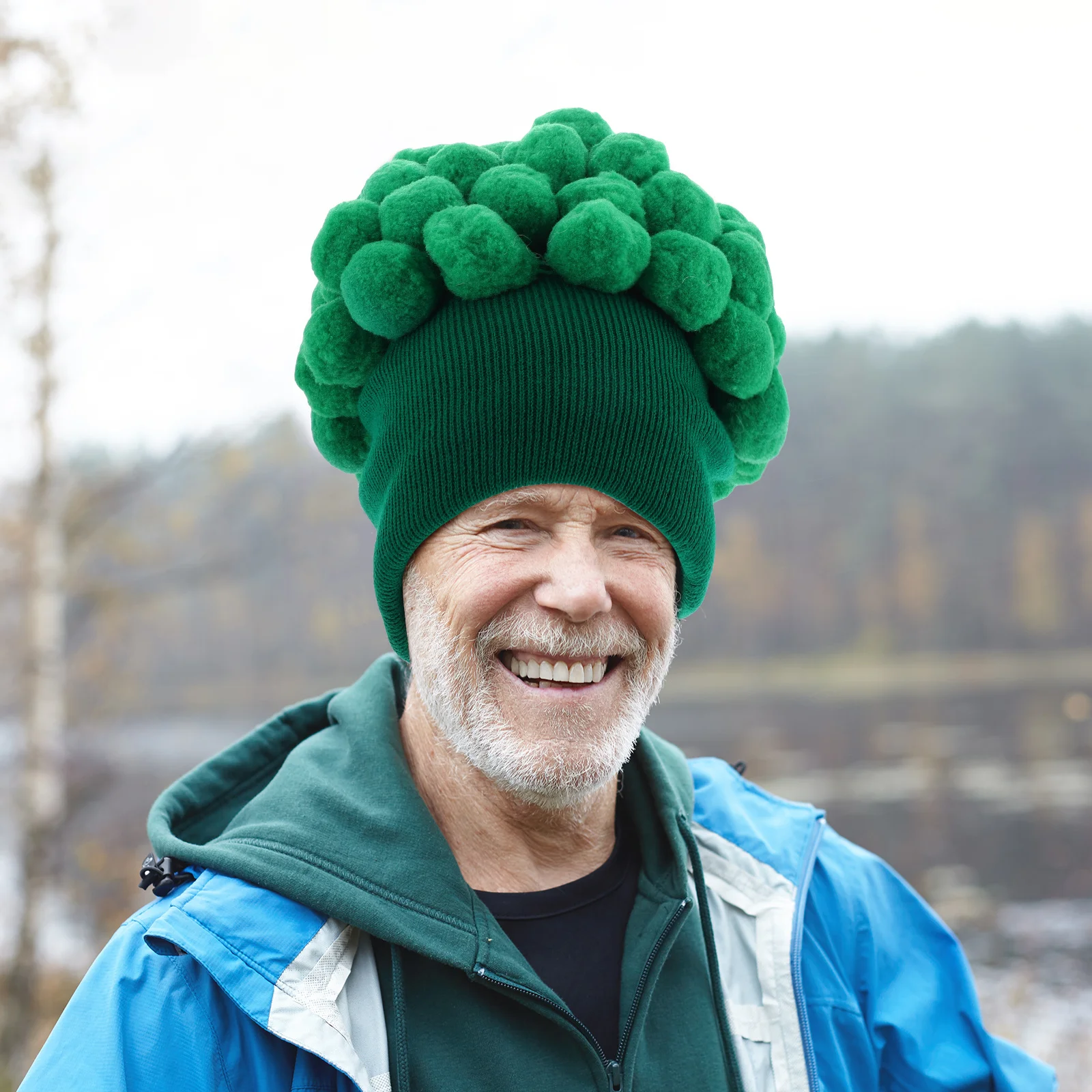 

Broccoli Shaped Funny Knitted Costume Party Headgear Pom Pom Warm Comfortable Crochet Hat For Winter Outdoor Sun Protection