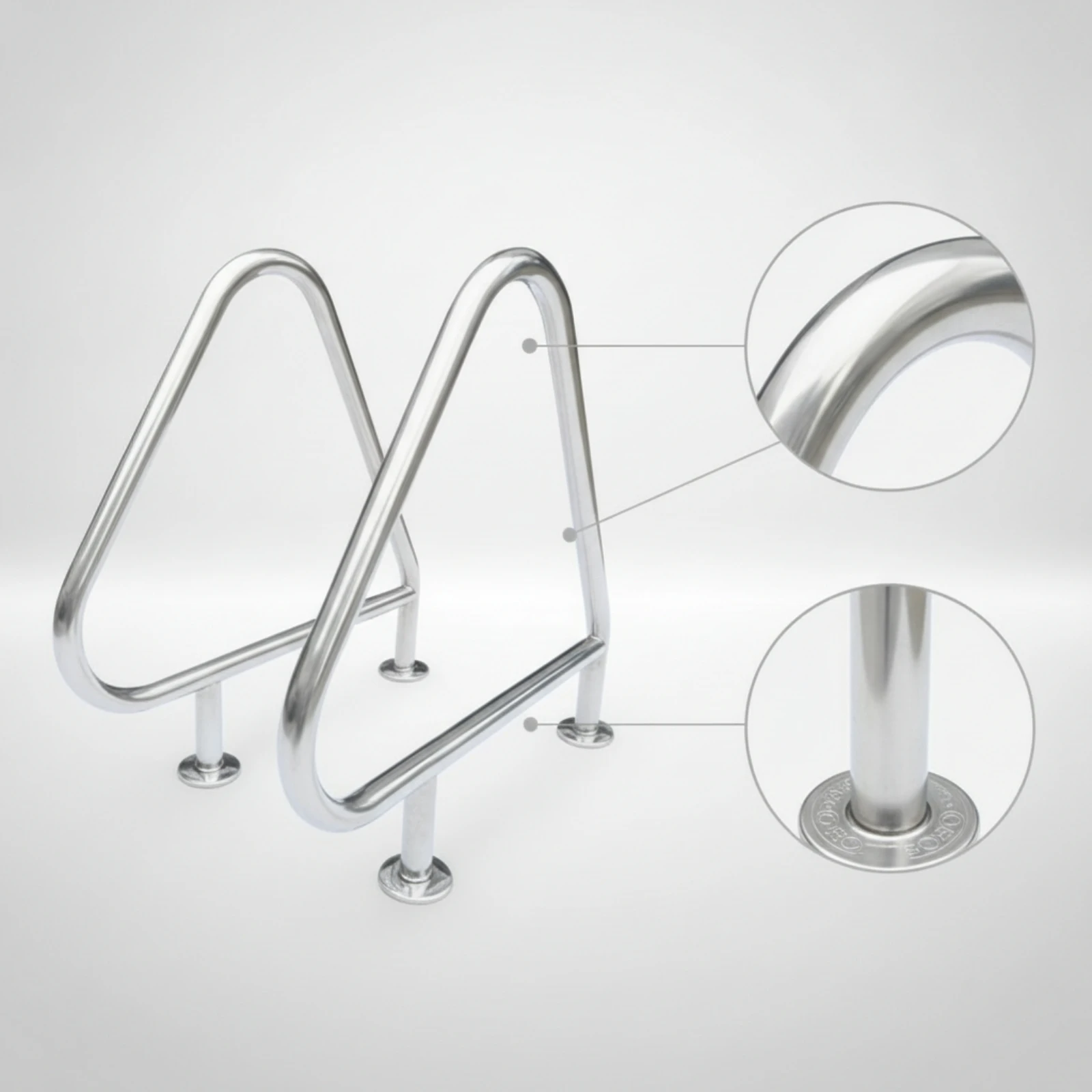 Pool Handrail Stainless Steel Swimming Pool Handrail Grab Rail with Base Plate Corrosion for Hotel Indoor Outdoor Swimming Pool