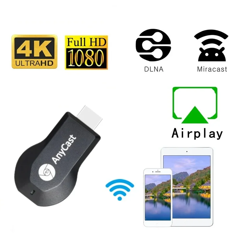 Dongle TV sans fil pour IOS Miracast et Airplay, récepteur compatible HDMI, adaptateur d'écran de partage Anycast DLNA, M2