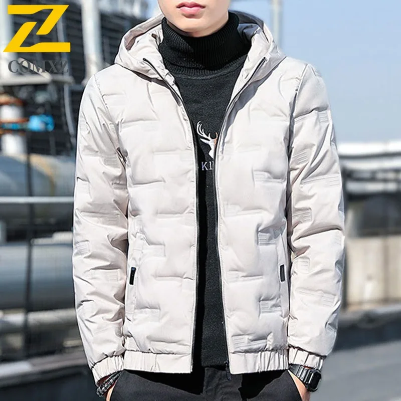 

COMXZ Men Winter Jacket Classic Warm Lightweight Hiking Travel Cotton Padded Jacket Snowy Windproof High Quality Quilted Jacket